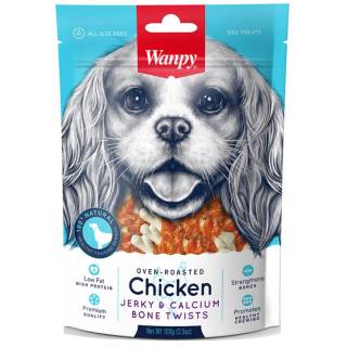 Wanpy chicken jerky & calcium bone twists 100g