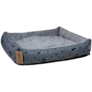Vik legowisko prostokątne lux z poduchą nr 3 70x60x13 popielate łapki minky 4886