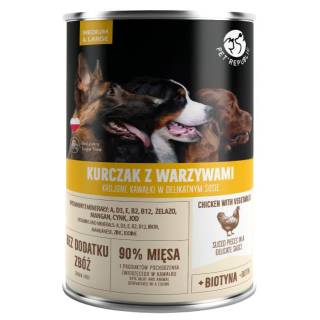 PETREPUBLIC Kawałki z kurczakiem i warzywami w sosie puszka dla psów 1250g