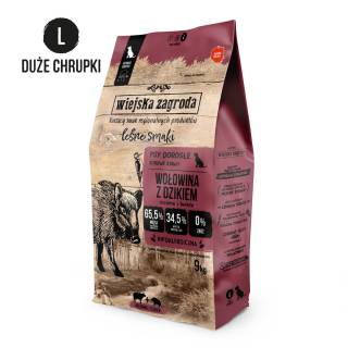 WIEJSKA ZAGRODA Wołowina z dzikiem  chrupki duże 9kg