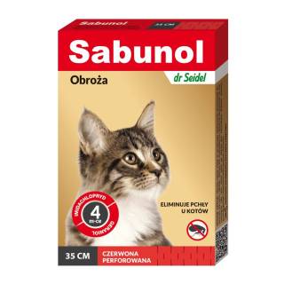 Sabunol obroża czerwona przeciw pchłom dla kotów 35 cm