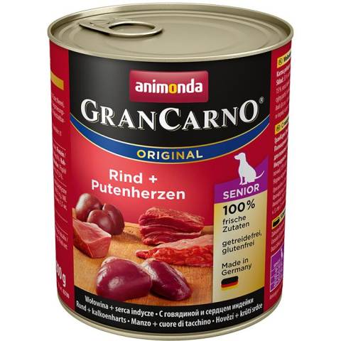 Animonda grancarno orginal senior puszki wołowina serca indycze 800 g