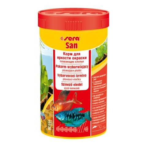 Sera san 250 ml, płatki - pokarm wybarwiający se-00250 250 ml
