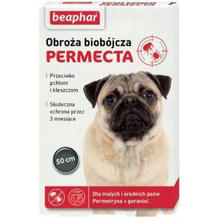 Beaphar permecta dog s 50cm - obroża biobójcza dla małych i średnich psów  waga!!!