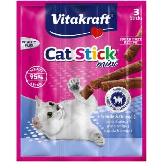 Vitakraft cat stick mini 3szt flądra/omega3 d/kot