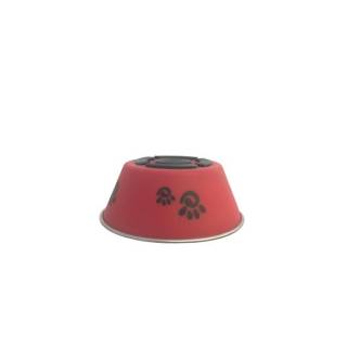 Yarro miska matowa pokryta plastikową warstwą z gumowym dnem, czerwona z łapką 10cm y2810 czer