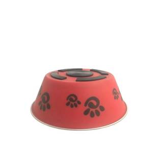 Yarro miska matowa pokryta plastikową warstwą z gumowym dnem, czerwona z łapką 16,5cm y2812 czer