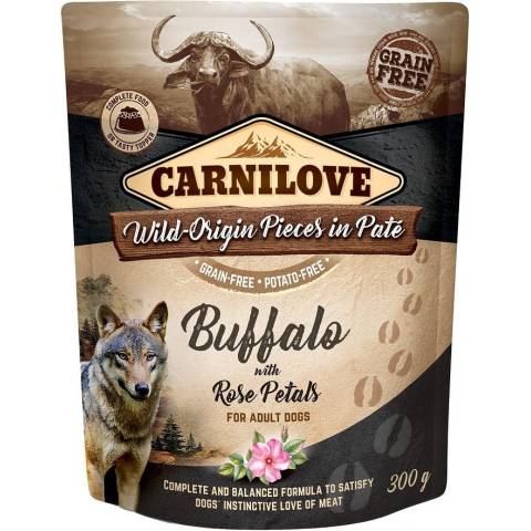 Carnilove dog pouch adult buffalo with rose petals grain-free 300g