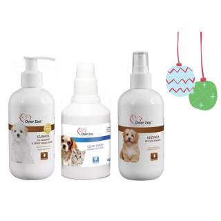 Overzoo zestaw świąteczny dla szczeniaków o białej i jasnej sierści + clean drop