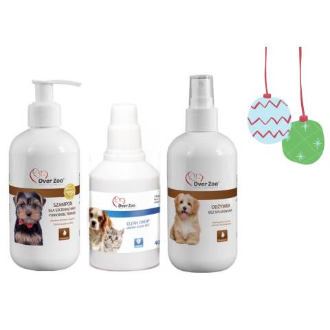 Overzoo zestaw świąteczny dla szczeniaków rasy yorkshire terrier + clean drop