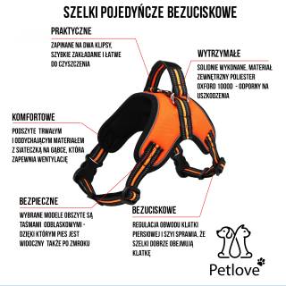 Petlove szelki odblaskowe z taśmą dla psa s pomarańczowe szelodbzsor