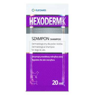 EUROWET Hexoderm K - dermatologiczny szampon dla psów i kotów z chlorheksydyną i ketokonazolem, saszetka 20ml