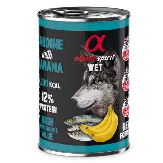 ALPHA SPIRIT Mokra karma dla psa sardynka z bananem 400g