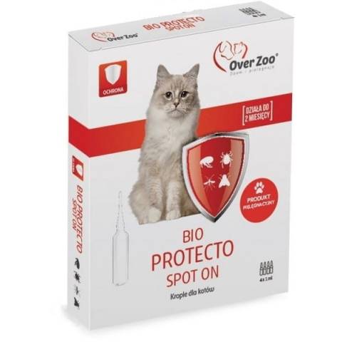 Overzoo bio protecto spot on dla kotów 4x1 ml