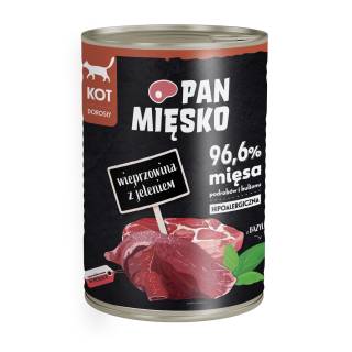 PAN MIĘSKO Karma mokra dla kota wieprzowina z jeleniem 400g