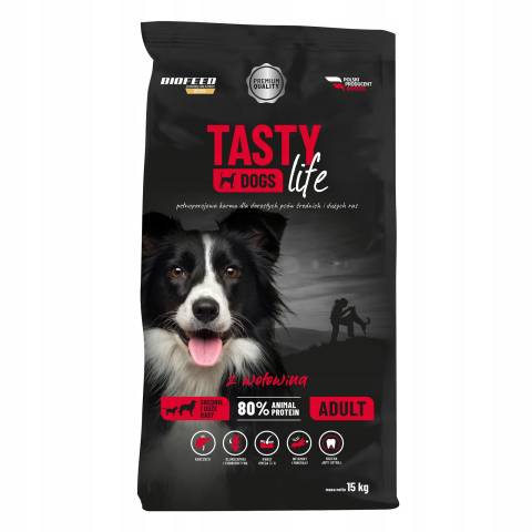 TASTY DOGS LIFE Karma dla psów z wołowiną 15kg