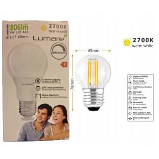 LUMARE żarówka 9W LED A60 806LM gwint E27 ciepłe światło, 1 sztuka